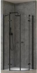 Belform Infinity 27CB2824 félkör alakú zuhanyparaván, 2 csuklós ajtó, 6 mm-es üveg, átlátszó, matt fekete profil, 80x80x200 cm (27CB2824)