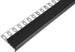  Alumínium gumibetétes élvédő lépcsőprofil 25x10 mm/2, 50 m fekete gumival