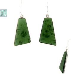  Cercei Jad Natural Floare 10x10x15 mm - Argint 925 - 1 Pereche