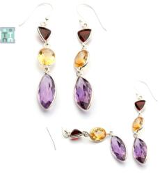  Cercei Ametist rotund fatetat 20x6x15 mm cu argint 925 aurit cadou cu semnificatie 1 pereche