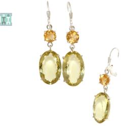  Cercei din Cuart Lemon - Citrin cu Argint 925 - 48x12x8 mm - 1 Pereche