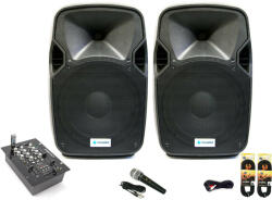 Szett Speaker Set - L4 (2x600W) Aktív hangfal szett + Keverő + Mikrofon + Kábelek