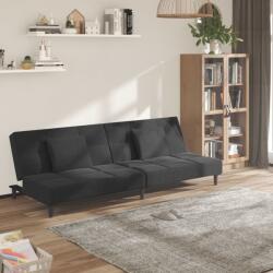 vidaXL Canapea extensibilă cu 2 locuri, 2 perne, gri închis, textil (337416) Canapea
