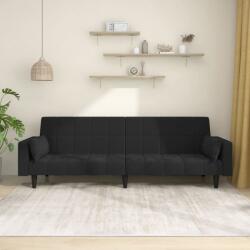 vidaXL Canapea extensibilă cu 2 locuri, 2 perne, negru, catifea (337519) Canapea