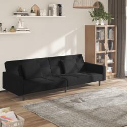vidaXL Canapea extensibilă cu 2 locuri, 2 perne, negru, textil (337429) Canapea