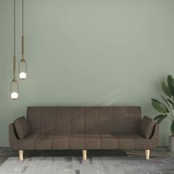 vidaXL Canapea extensibilă cu 2 locuri, 2 perne, maro, textil (337562) Canapea
