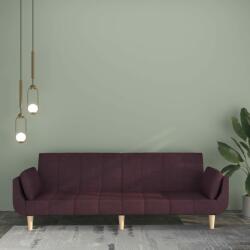 vidaXL Canapea extensibilă cu 2 locuri, 2 perne, violet, textil (337569) Canapea