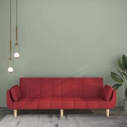 vidaXL Canapea extensibilă cu 2 locuri, 2 perne, roșu vin, textil (337567) Canapea