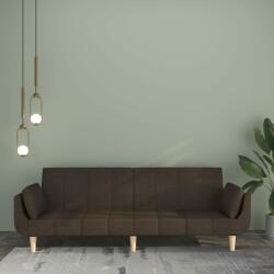 vidaXL Canapea extensibilă cu 2 locuri, 2 perne, maro închis, textil (337563) Canapea