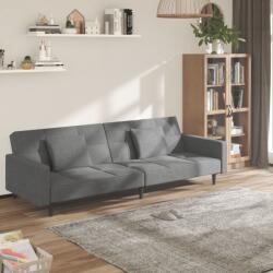 vidaXL Canapea extensibilă cu 2 locuri, 2 perne, gri deschis, textil (337427) Canapea