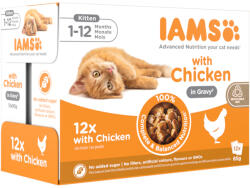 Iams 12x85g IAMS Advanced Nutrition Kitten csirke szószban nedves macskatáp