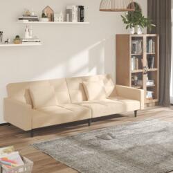 vidaXL Canapea extensibilă cu 2 locuri, 2 perne, crem, textil (337430) Canapea