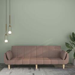 vidaXL Canapea extensibilă cu 2 locuri, 2 perne, gri taupe, textil (337568) Canapea