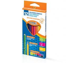 S-Cool Creioane colorate cu 2 capete si ascutitoare 12 culori/set S-Cool SC1613