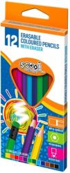 S-Cool Creioane colorate cu radiera, 12 culori/set S-Cool SC1481