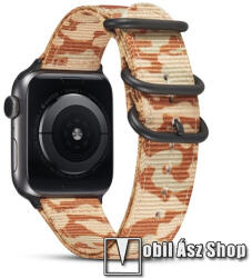  Okosóra szíj - szövet - VILÁGOSBARNA TEREPMINTÁS - 90mm + 130mm hosszú - Apple Watch Series 1/2/3 38mm / 4/5/6/SE 40mm / 7/8/9 41mm / 10 42mm