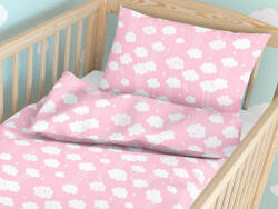Goldea lenjerie pătuț din 100% bumbac - nori pe roz deschis 110 x 125 și 35 x 55 cm Lenjerie de pat
