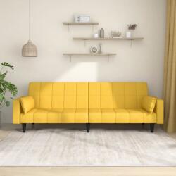 vidaXL Canapea extensibilă cu 2 locuri, 2 perne, galben, textil (337497) Canapea