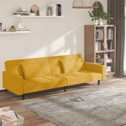 vidaXL Canapea extensibilă cu 2 locuri, 2 perne, galben, textil (337435) Canapea
