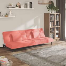 vidaXL Canapea extensibilă cu 2 locuri, 2 perne, roz, catifea (337444) Canapea