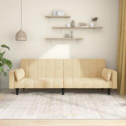 vidaXL Canapea extensibilă cu 2 locuri, 2 perne, crem, catifea (337522) Canapea