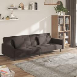 vidaXL Canapea extensibilă cu 2 locuri, 2 perne, maro, textil (337431) Canapea