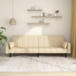 vidaXL Canapea extensibilă cu 2 locuri, 2 perne, crem, textil (337492) Canapea