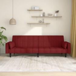 vidaXL Canapea extensibilă cu 2 locuri, 2 perne, roșu vin, textil (337498) Canapea