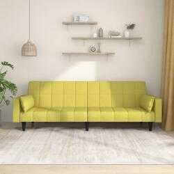 vidaXL Canapea extensibilă cu 2 locuri, 2 perne, verde, textil (337496) Canapea