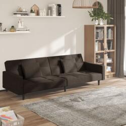vidaXL Canapea extensibilă cu 2 locuri, 2 perne, maro închis, textil (337432) Canapea