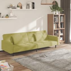 vidaXL Canapea extensibilă cu 2 locuri, 2 perne, verde, textil (337434) Canapea