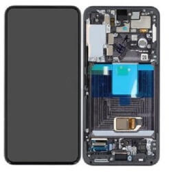 Samsung S901 Galaxy S22 Előlap keret+LCD Kijelző+Érintőüveg, Szürke, Graphite Gray (GH82-27520E, GH82-27521E) Gyári, Service Pack