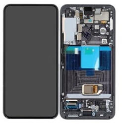 Samsung S901 Galaxy S22 Előlap keret+LCD Kijelző+Érintőüveg, Szürke, Graphite Gray (GH82-27520E, GH82-27521E) Service Pack