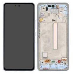 Samsung A536 Galaxy A53 5G Előlap keret+LCD Kijelző+Érintőüveg, Kék (GH82-28024C, GH82-28025C) Gyári, Service Pack