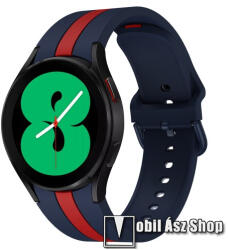  Okosóra szíj - KÉK / PIROS - szilikon - 125mm+85mm hosszú, 20mm széles - SAMSUNG Galaxy Watch4 Classic 46mm (SM-R890) / Watch4 Classic 42mm (SM-R880) / Watch4 44mm (SM-R870) / Watch4 40mm (SM-R860)