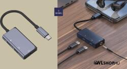 WIWU USB-C/ 2XUSB-C - 3, 5mm jack átalakító adapter LT02Pro - Szürke