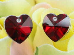  Piros szív fülbevaló ausztriai kristállyal (0561. ) (XE506)