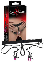 Bad Kitty szeméremszéthúzó csipeszek derékalsóval (lila-fekete)