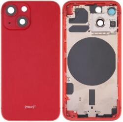 Apple iPhone 13 Mini 5.4" akkufedél (hátlap) kamera lencsével, középső keret, sim tálcával és oldalgombokkal, piros (EU verzió) OEM