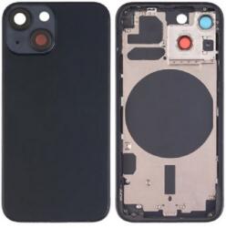 Apple iPhone 13 Mini 5.4" akkufedél (hátlap) kamera lencsével, középső keret, sim tálcával és oldalgombokkal és mágneses gyűrűvel , fekete OEM (EU verzió)