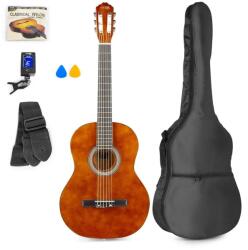Max Music SoloArt 4/4 Klasszikus gitár (tartalék nylon húr, hangoló, hordtáska, pengető) - Sötét natúr