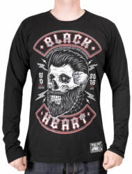 Black Heart Tricou pentru bărbați cu mânecă lungă BLACK HEART - BEARD SKULL - NEGRU - 9757