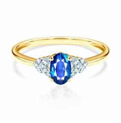 SAVICKI Inel de logodnă SAVICKI: aur, safir albastru, diamante - savicki - 5 412,00 RON