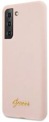 GUESS Metal Logo Script Hátlap tok, Samsung Galaxy S21 + 5G telefonhoz, szilikon, rózsaszín