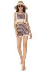 RohBoutique Bluza crop Roh Br2462 multicolora cu dantela