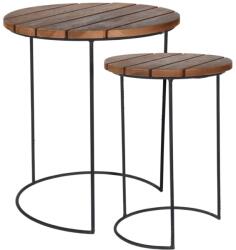 H&S Collection 442180 2 Piece Side Table Set Teak Brown J11301290 (442180)