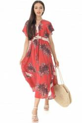 RohBoutique Rochie maxi Roh DR4431 Caramiziu imprimata cu decolteu in V