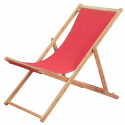 vidaXL Scaun de plajă pliabil, roșu, textil și cadru din lemn (43999) - izocor