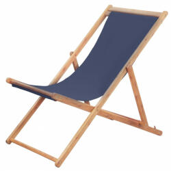 vidaXL Scaun de plajă pliabil, albastru, textil și cadru din lemn (44000) - izocor