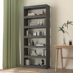 vidaXL Bibliotecă/Separator cameră, gri, 80x30x199, 5 cm lemn masiv pin (808205) Biblioteca